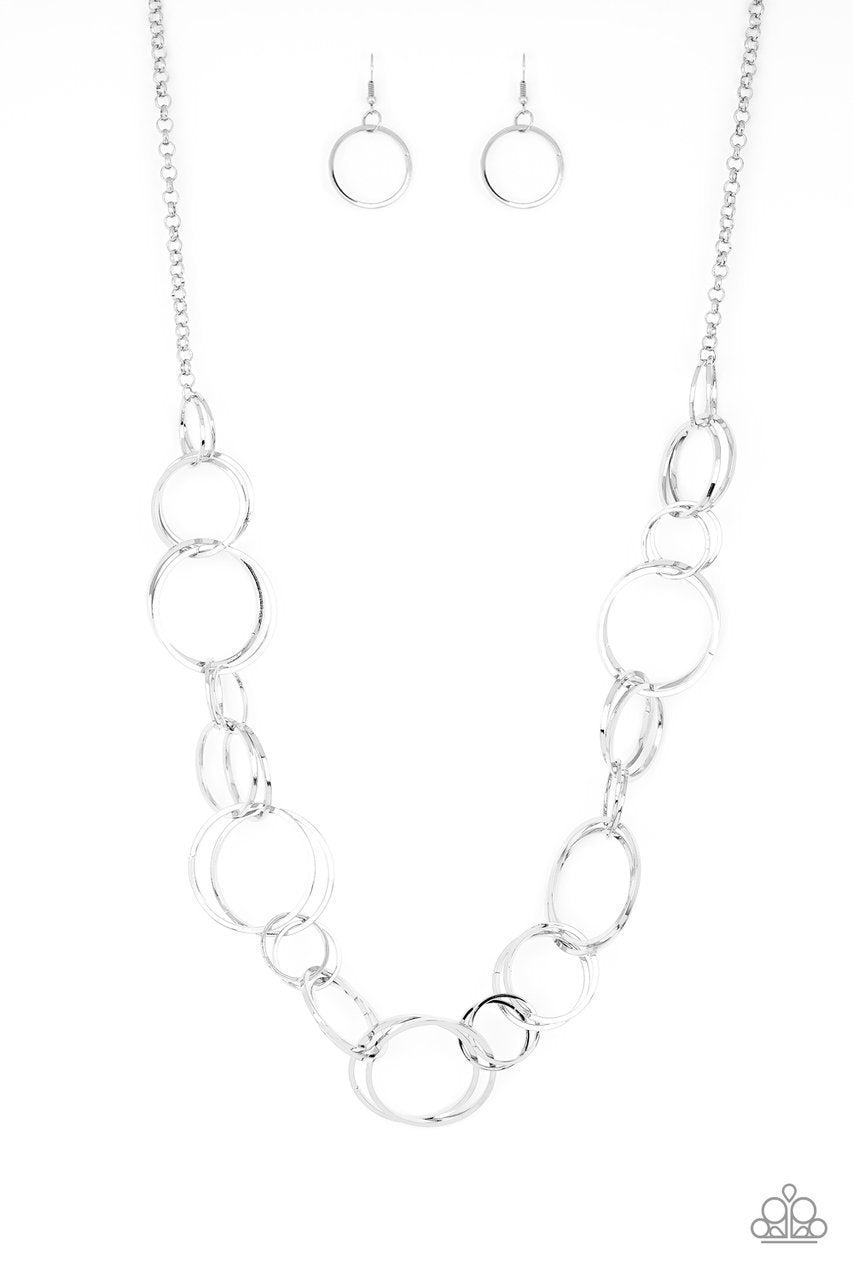 Natural Born Ringleader Long Silver Chain Necklace - Paparazzi Accessories- lightbox - CarasShop.com - Paparazzi Jewelry by Cara Jewels