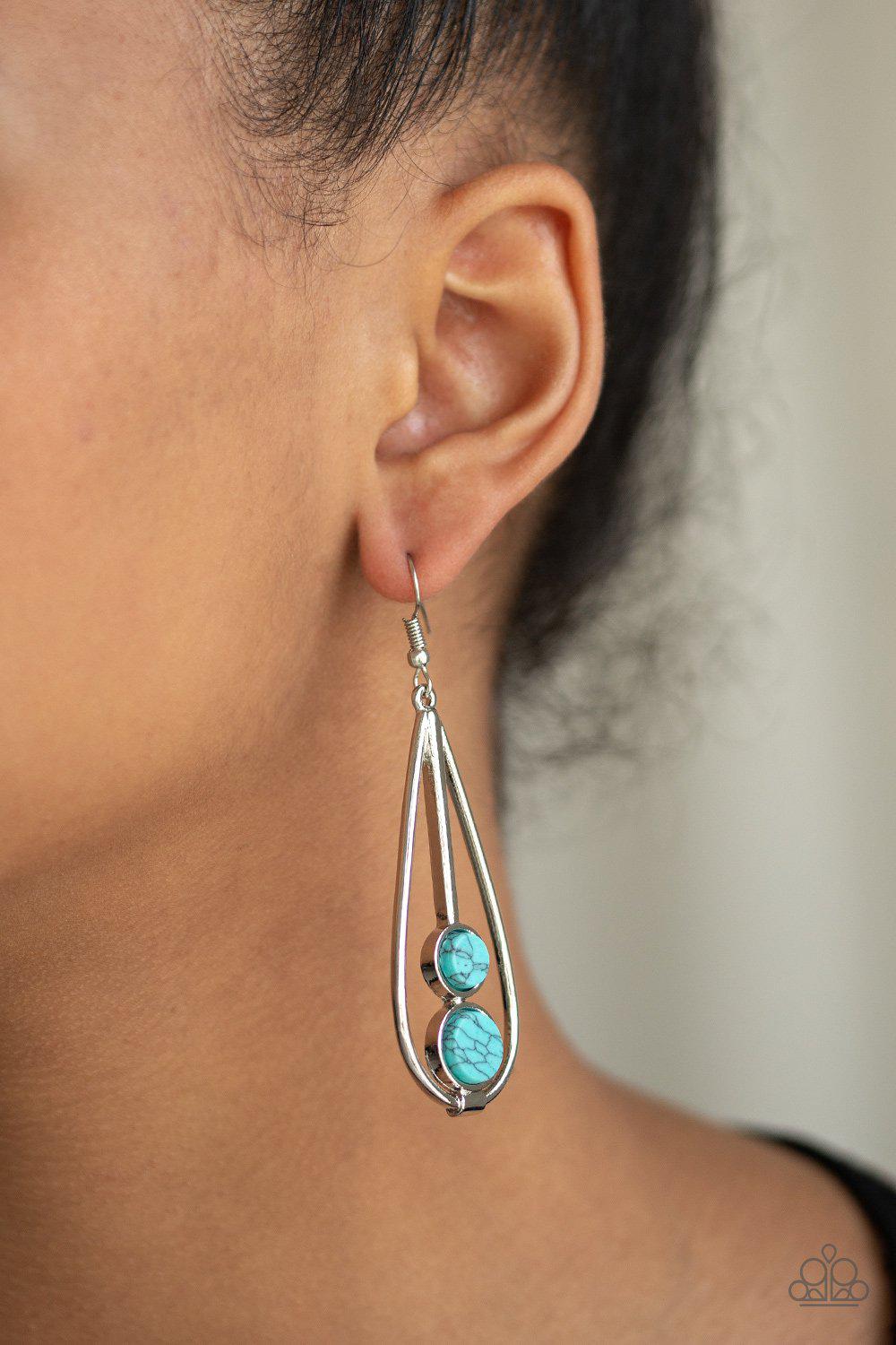 Natural Nova Turquoise Blue Stone Earrings - Paparazzi Accessories- lightbox - CarasShop.com - Paparazzi Jewelry by Cara Jewels