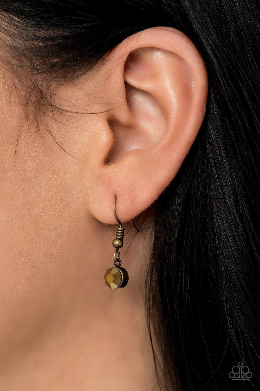 Natural Re-Leaf Brass Leaf Necklace - Paparazzi Accessories - free matching earrings -CarasShop.com - Paparazzi Jewelry by Cara Jewels