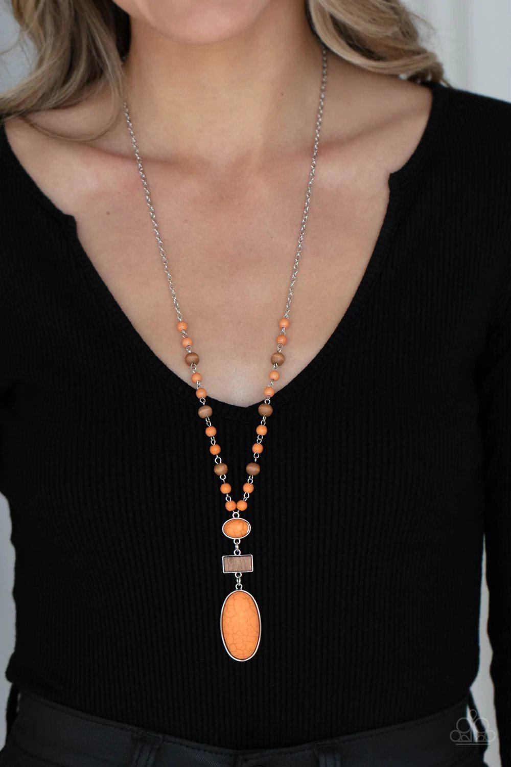 Naturally Essential Orange Necklace - Paparazzi Accessories- on model - CarasShop.com - Paparazzi Jewelry by Cara Jewels