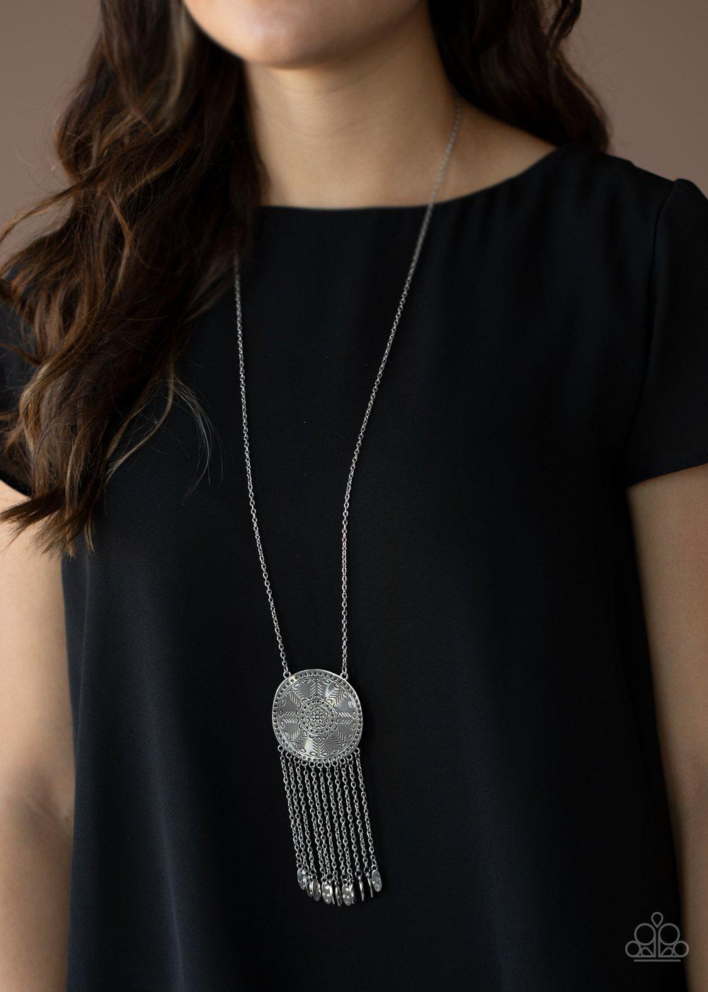 Nature's Melody Silver Necklace - Paparazzi Accessories- lightbox - CarasShop.com - Paparazzi Jewelry by Cara Jewels