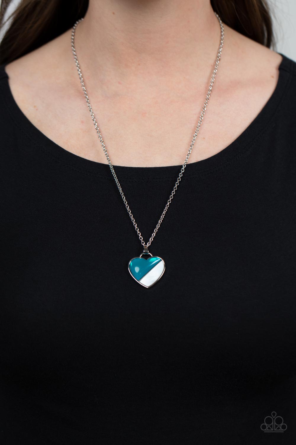 Nautical Romance Blue Heart Necklace - Paparazzi Accessories- lightbox - CarasShop.com - Paparazzi Jewelry by Cara Jewels