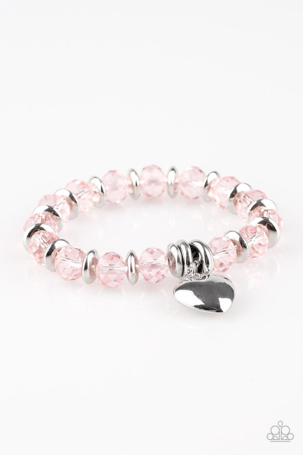 Need I Say Amour Pink Heart Bracelet - Paparazzi Accessories- on model - CarasShop.com - Paparazzi Jewelry by Cara Jewels