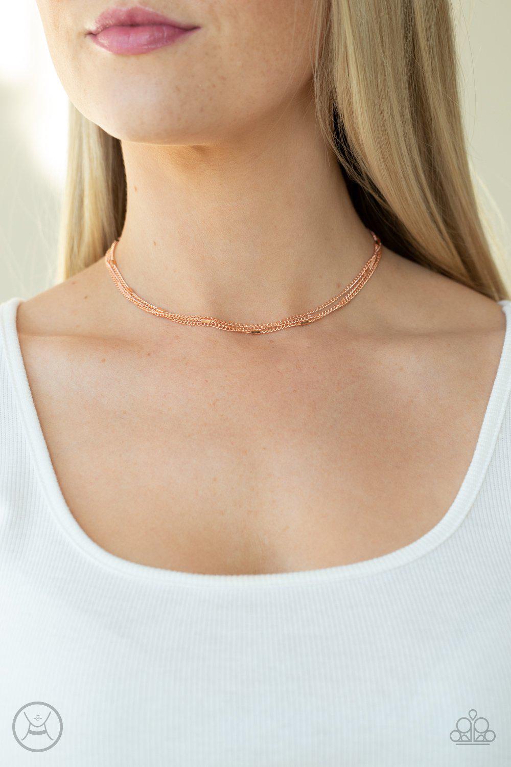 Need I SLAY More Copper Choker Necklace - Paparazzi Accessories- lightbox - CarasShop.com - Paparazzi Jewelry by Cara Jewels