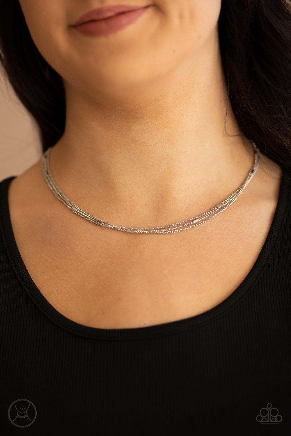 Need I SLAY More Silver Choker Necklace - Paparazzi Accessories- lightbox - CarasShop.com - Paparazzi Jewelry by Cara Jewels