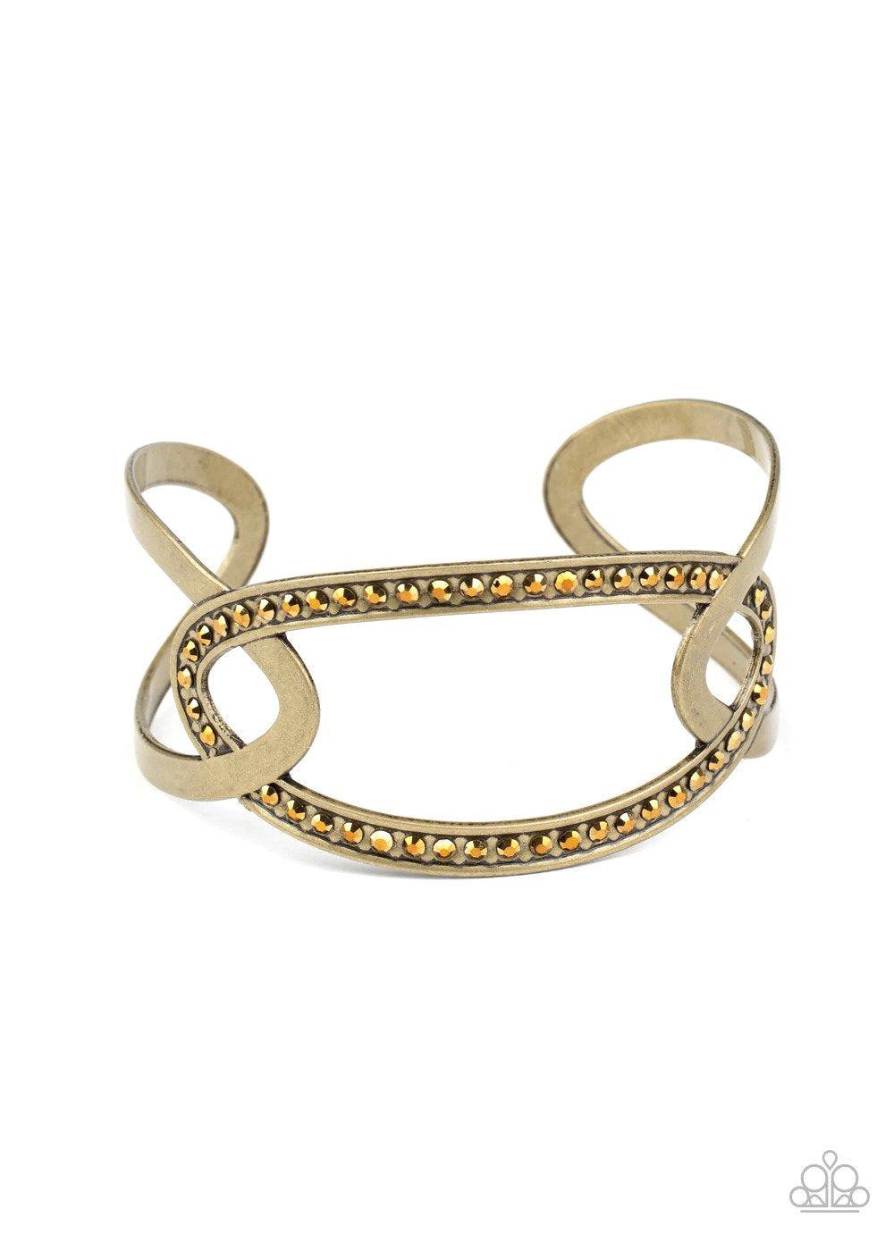 Never A Dull Moment Brass Cuff Bracelet - Paparazzi Accessories- lightbox - CarasShop.com - Paparazzi Jewelry by Cara Jewels