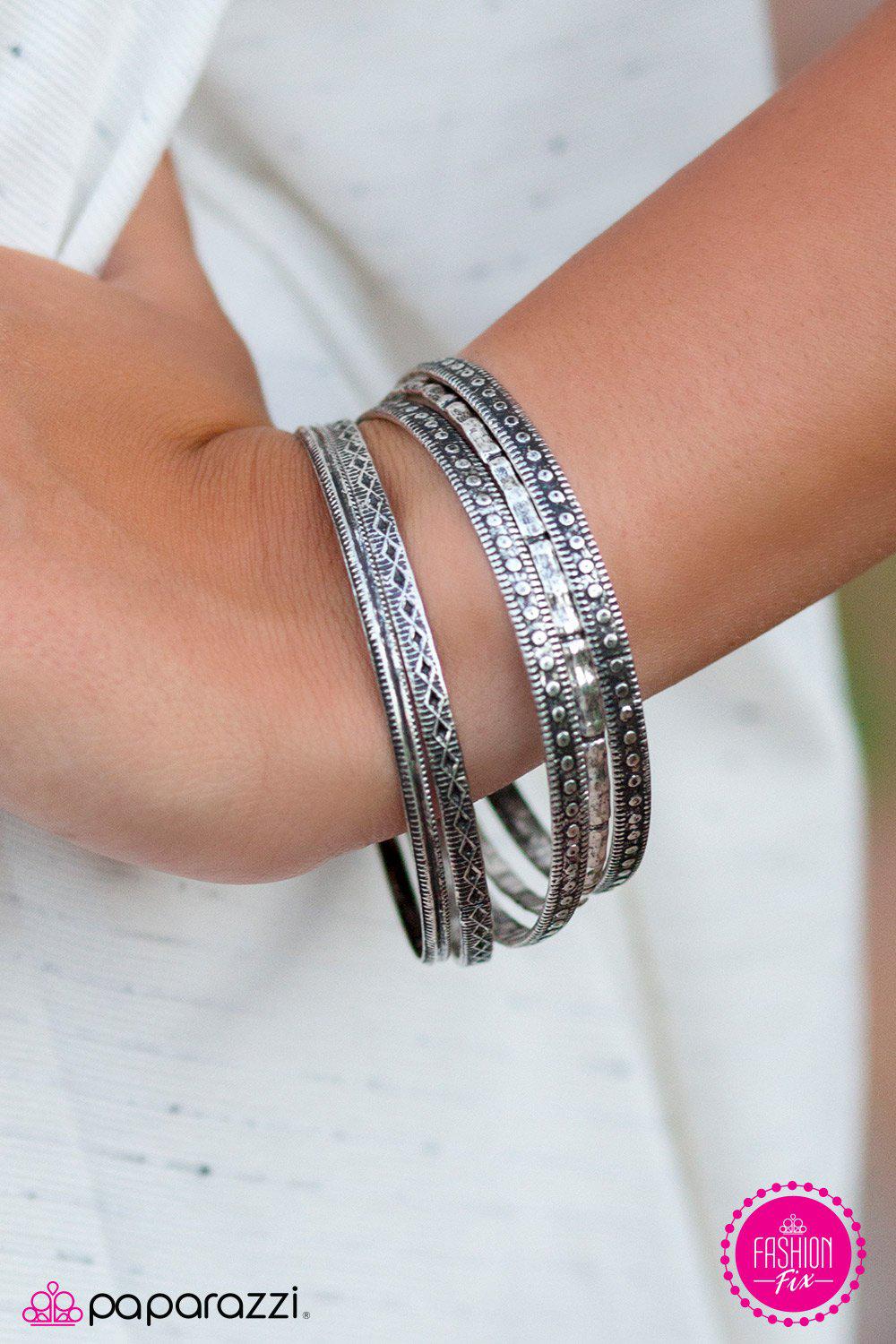 Never Know Until You TRIBE Silver Bangle Bracelet Set - Paparazzi Accessories- lightbox - CarasShop.com - Paparazzi Jewelry by Cara Jewels