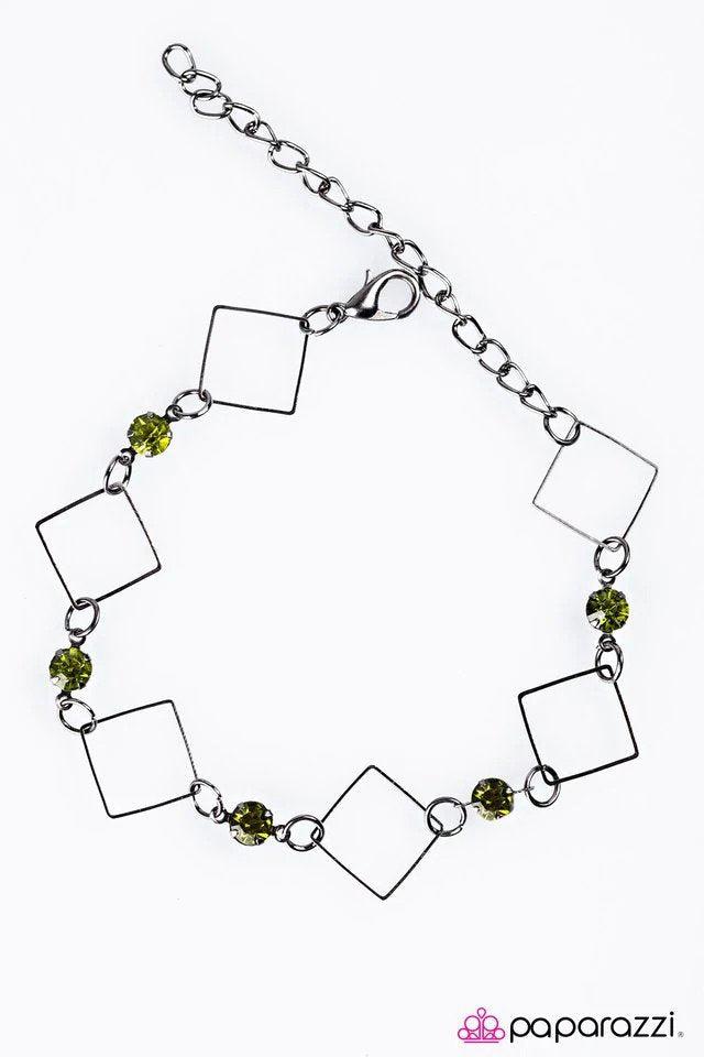 New Girl On The Block Green Bracelet - Paparazzi Accessories- lightbox - CarasShop.com - Paparazzi Jewelry by Cara Jewels