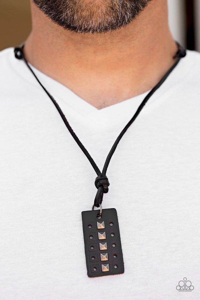 New Recruit Black Urban Necklace - Paparazzi Accessories- on model - CarasShop.com - Paparazzi Jewelry by Cara Jewels