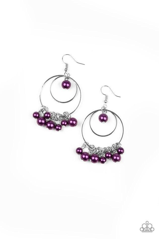 New York Attraction Purple Pearl Earrings - Paparazzi Accessories- lightbox - CarasShop.com - Paparazzi Jewelry by Cara Jewels