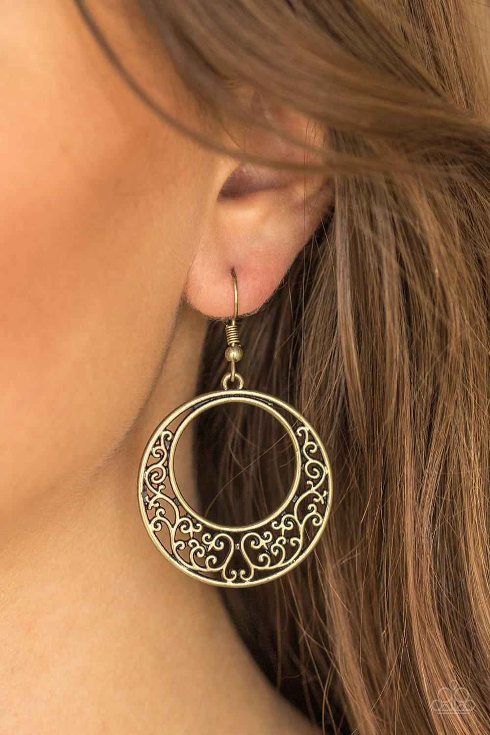 Newport Nautical Brass Earrings - Paparazzi Accessories- lightbox - CarasShop.com - Paparazzi Jewelry by Cara Jewels
