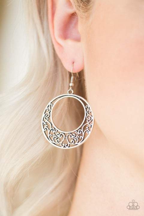 Newport Nautical Silver Earrings - Paparazzi Accessories- lightbox - CarasShop.com - Paparazzi Jewelry by Cara Jewels