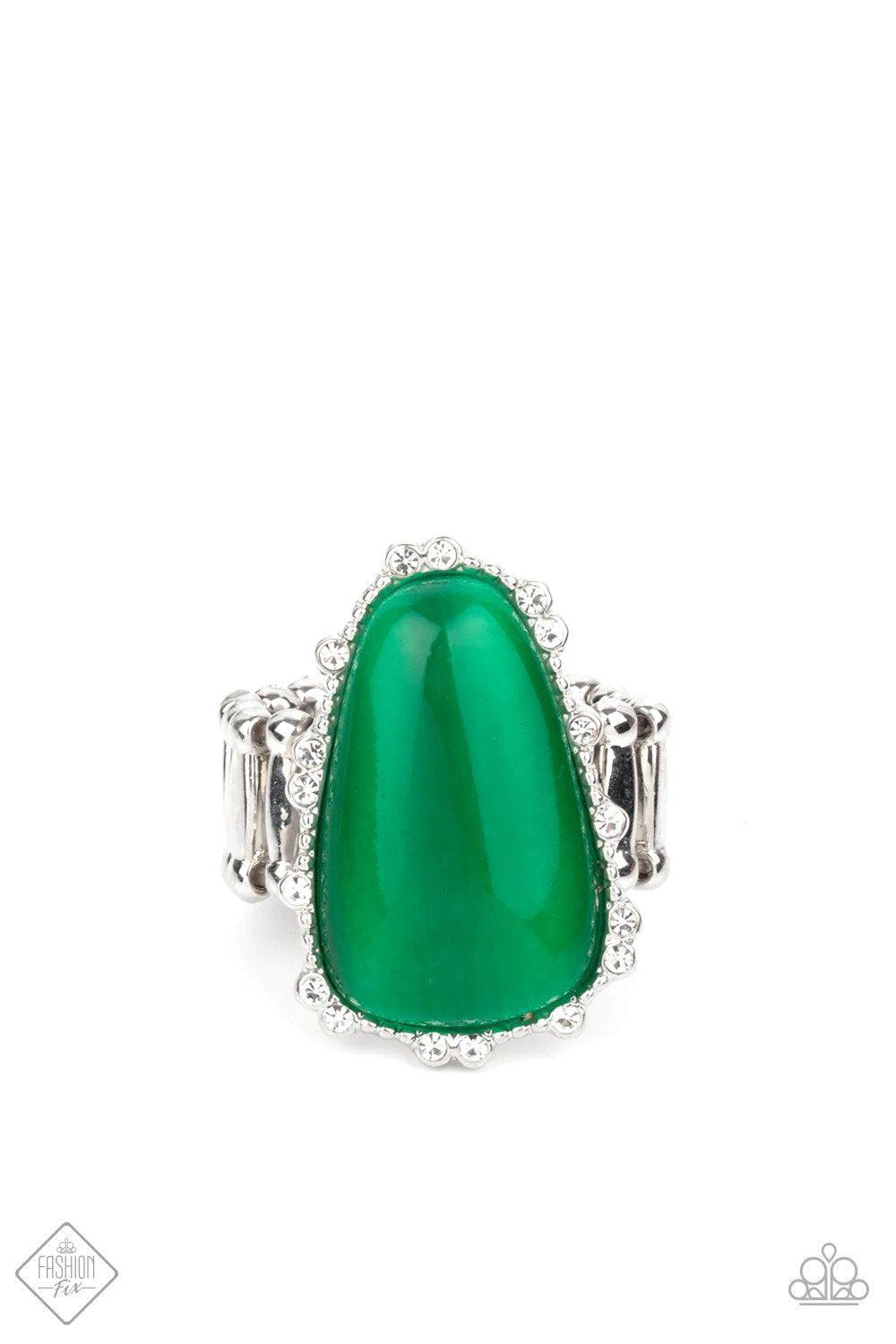 Newport Nouveau Green Ring - Paparazzi Accessories- lightbox - CarasShop.com - Paparazzi Jewelry by Cara Jewels