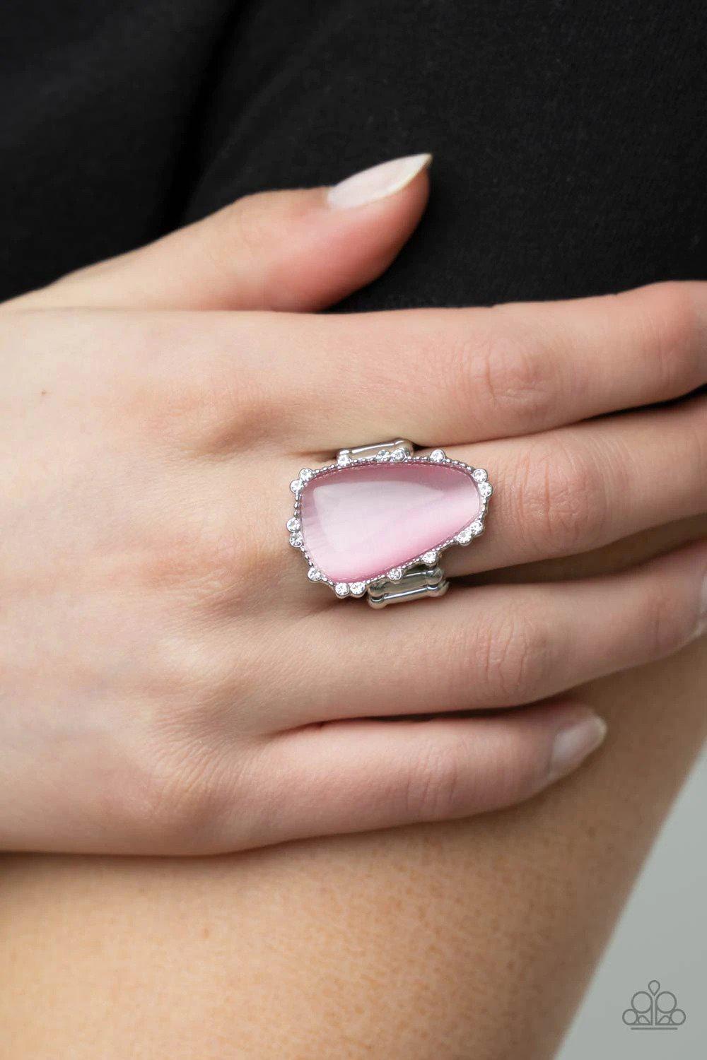 Newport Nouveau Pink Ring - Paparazzi Accessories- on model - CarasShop.com - Paparazzi Jewelry by Cara Jewels