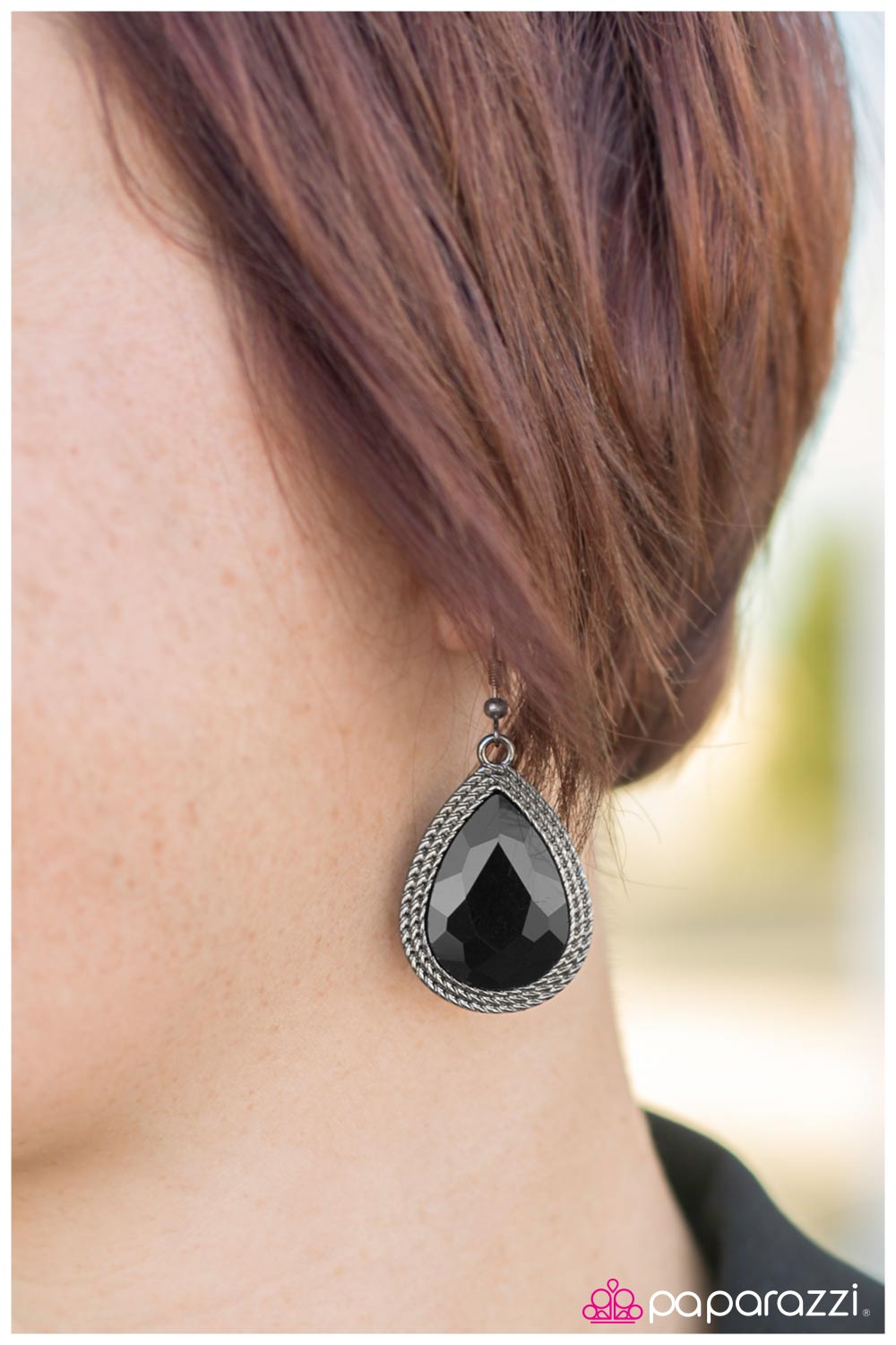 Next In Line Black Teardrop Earrings - Paparazzi Accessories- lightbox - CarasShop.com - Paparazzi Jewelry by Cara Jewels