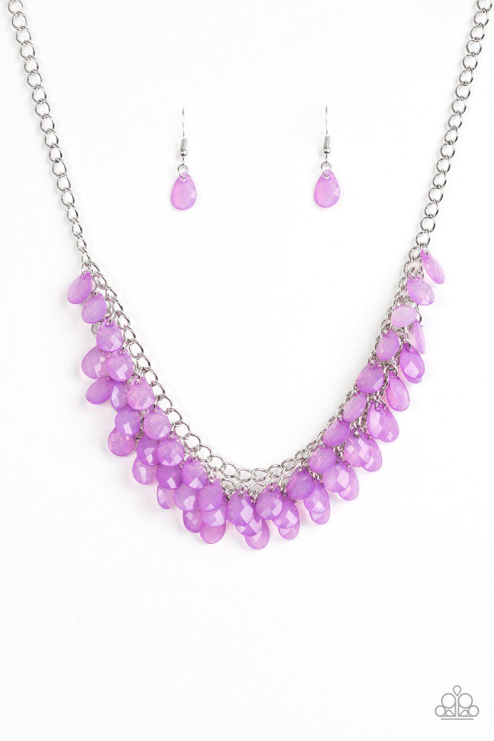 Next In Shine Purple Necklace - Paparazzi Accessories- on model - CarasShop.com - Paparazzi Jewelry by Cara Jewels