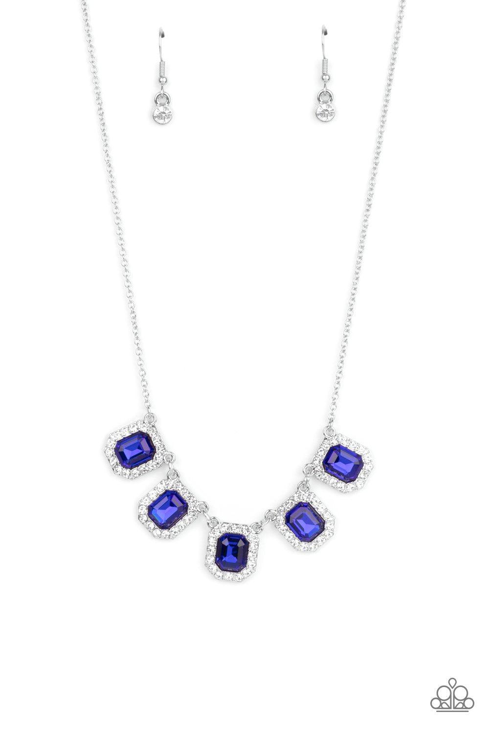 Next Level Luster Sapphire Blue Rhinestone Necklace - Paparazzi Accessories- lightbox - CarasShop.com - Paparazzi Jewelry by Cara Jewels