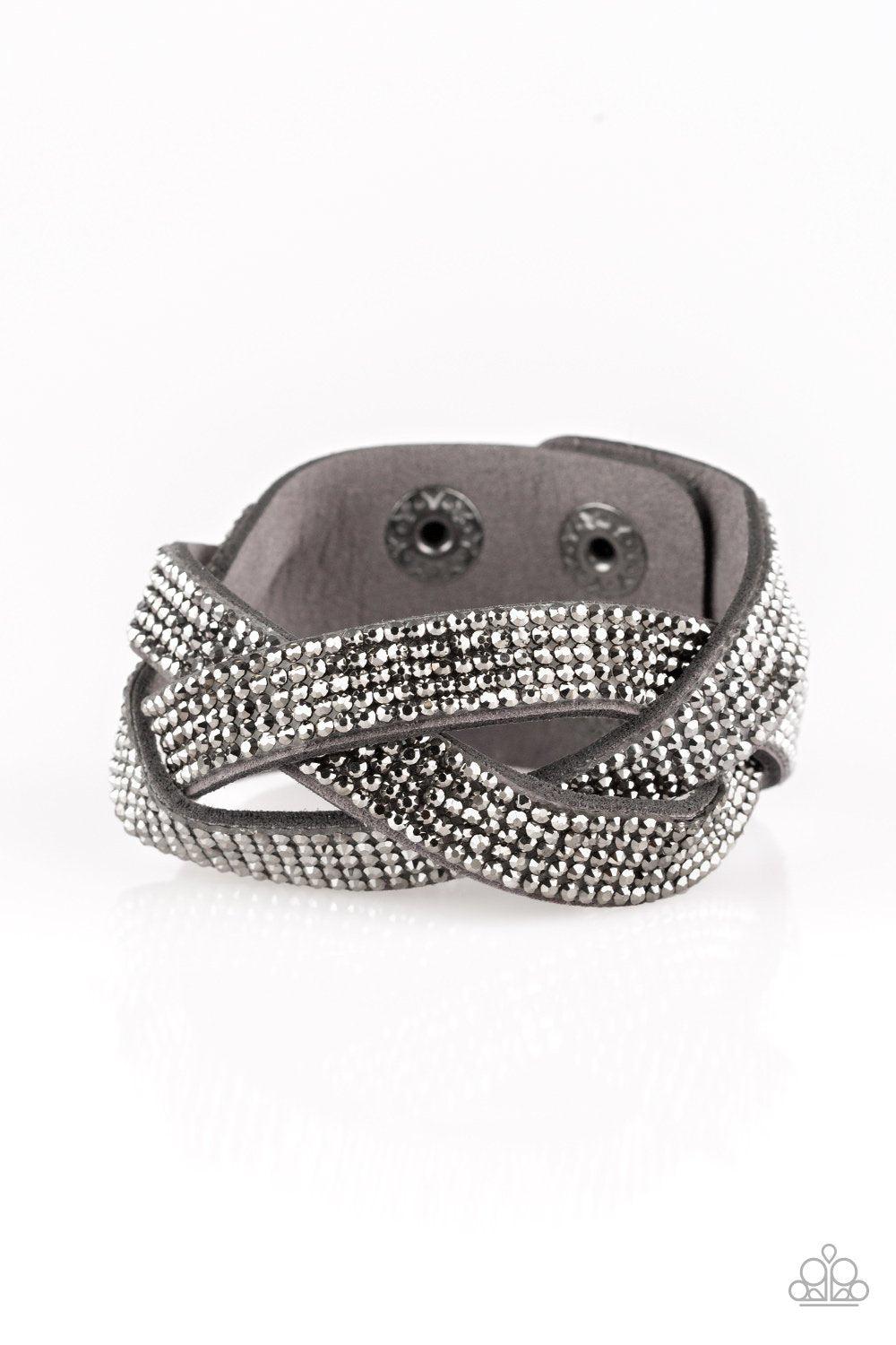 Nice Girls Finish Last Silver Urban Wrap Snap Bracelet - Paparazzi Accessories- lightbox - CarasShop.com - Paparazzi Jewelry by Cara Jewels