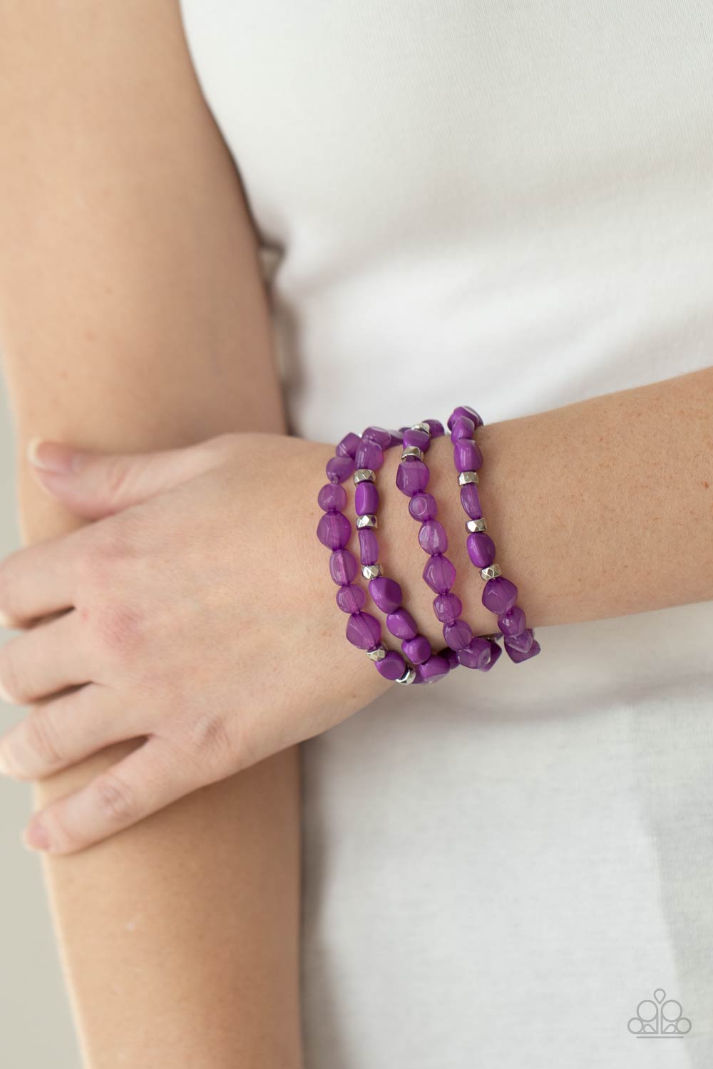 Nice GLOWING! Purple Bracelet Set - Paparazzi Accessories- lightbox - CarasShop.com - Paparazzi Jewelry by Cara Jewels