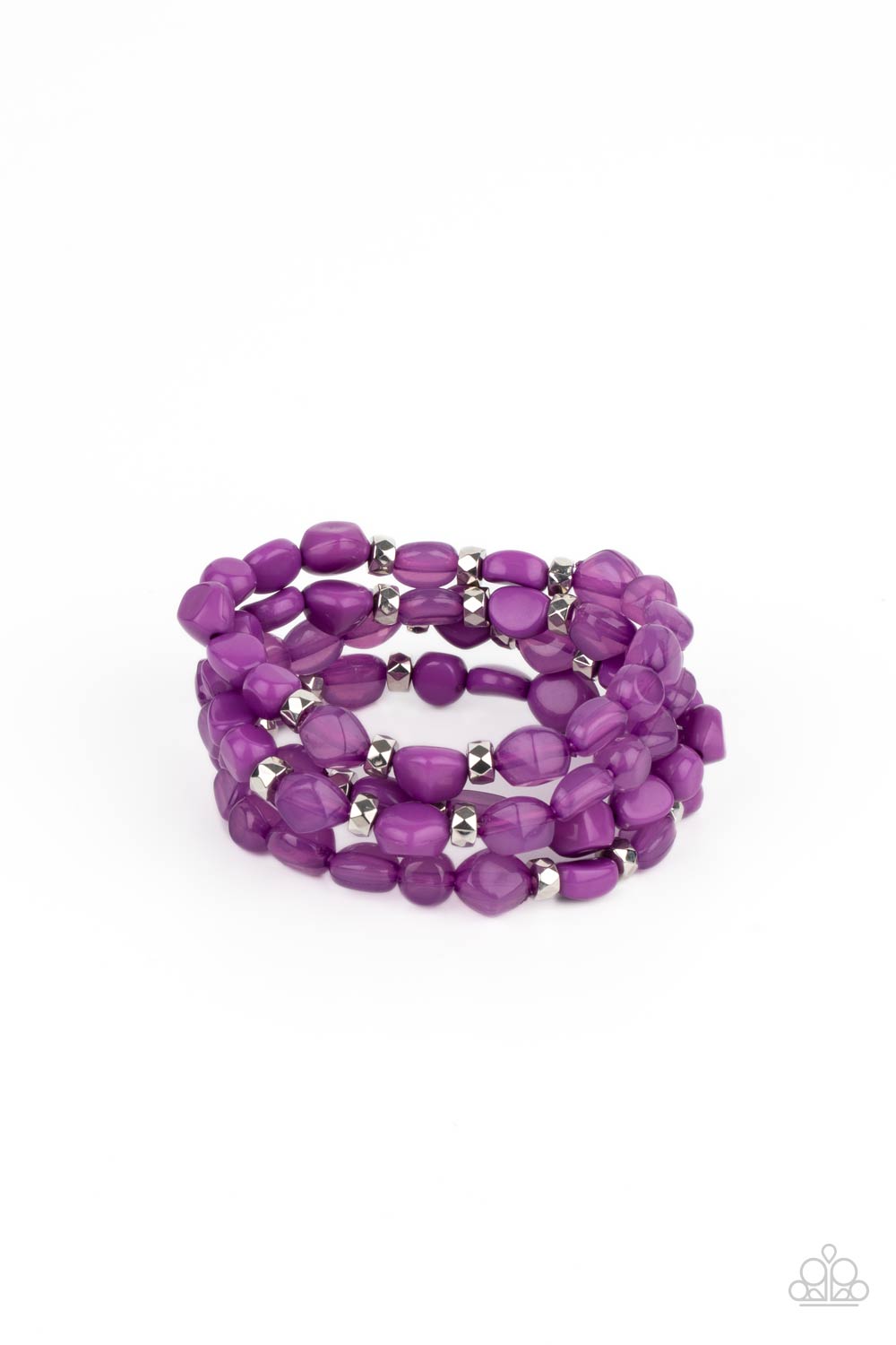 Nice GLOWING! Purple Bracelet Set - Paparazzi Accessories- on model - CarasShop.com - Paparazzi Jewelry by Cara Jewels