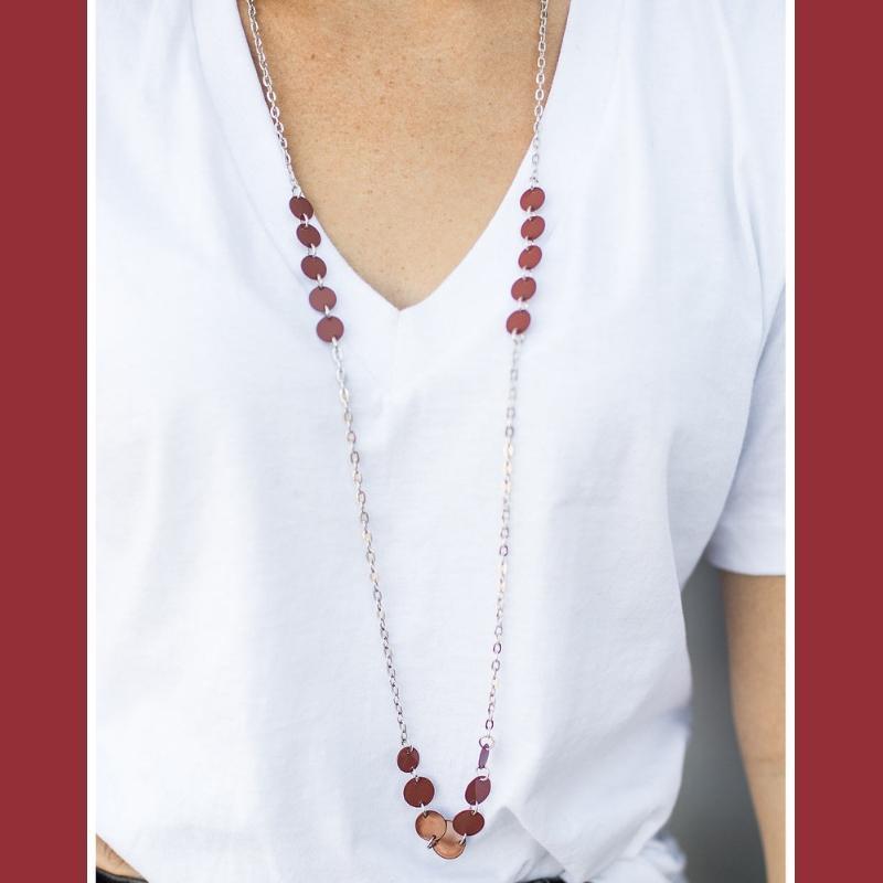 Night At The Disco Red Necklace - Paparazzi Accessories- lightbox - CarasShop.com - Paparazzi Jewelry by Cara Jewels