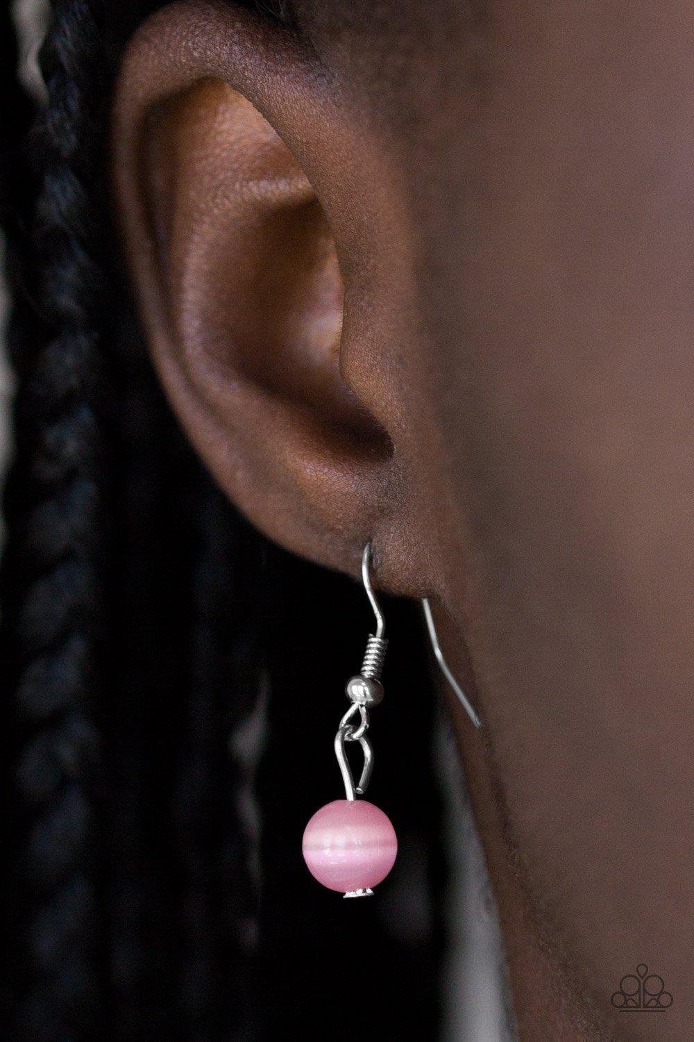 Nightcap And Gown Pink Moonstone Necklace - Paparazzi Accessories - free matching earrings -CarasShop.com - Paparazzi Jewelry by Cara Jewels