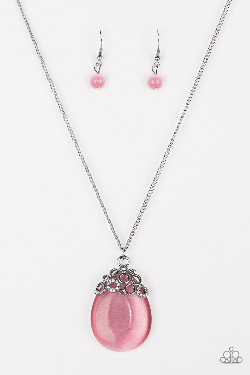 Nightcap And Gown Pink Moonstone Necklace - Paparazzi Accessories- lightbox - CarasShop.com - Paparazzi Jewelry by Cara Jewels