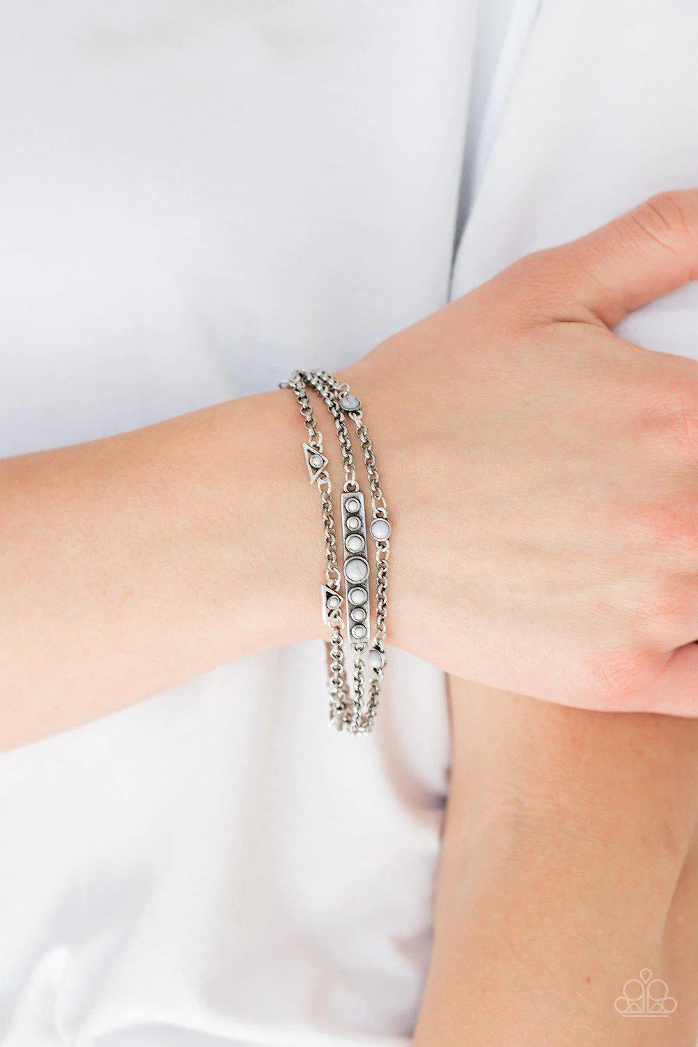 No Means NOMAD Silver Bracelet - Paparazzi Accessories- on model - CarasShop.com - Paparazzi Jewelry by Cara Jewels