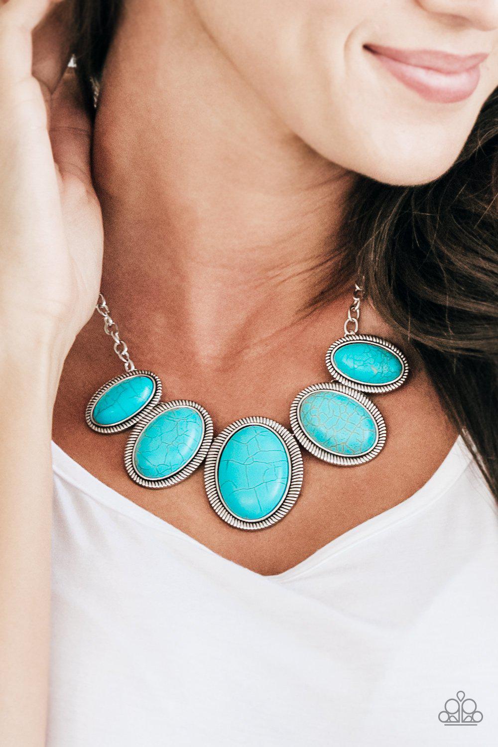 Noble Nomad Turquoise Blue Stone Necklace - Paparazzi Accessories- lightbox - CarasShop.com - Paparazzi Jewelry by Cara Jewels