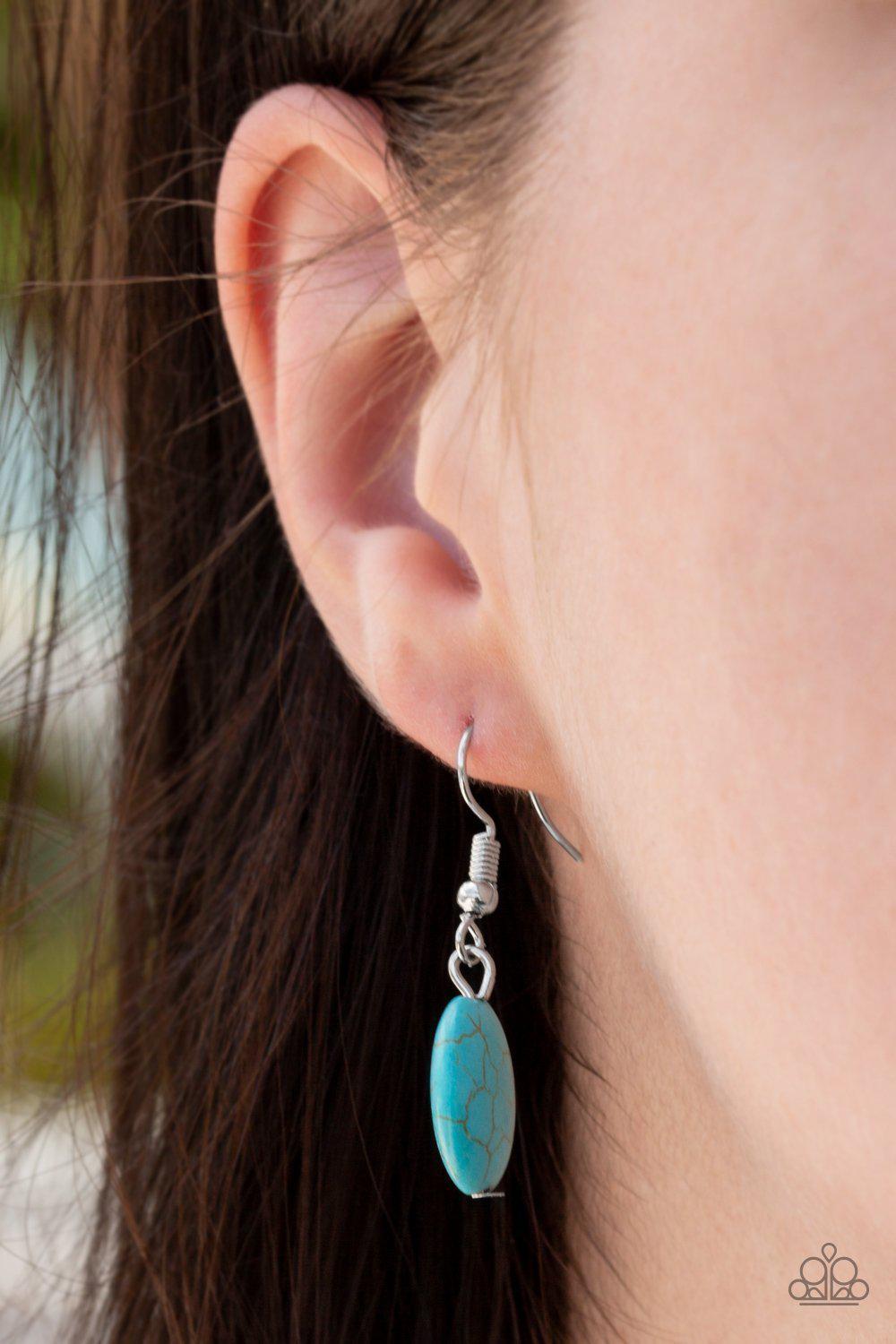 Noble Nomad Turquoise Blue Stone Necklace - Paparazzi Accessories- on model - CarasShop.com - Paparazzi Jewelry by Cara Jewels