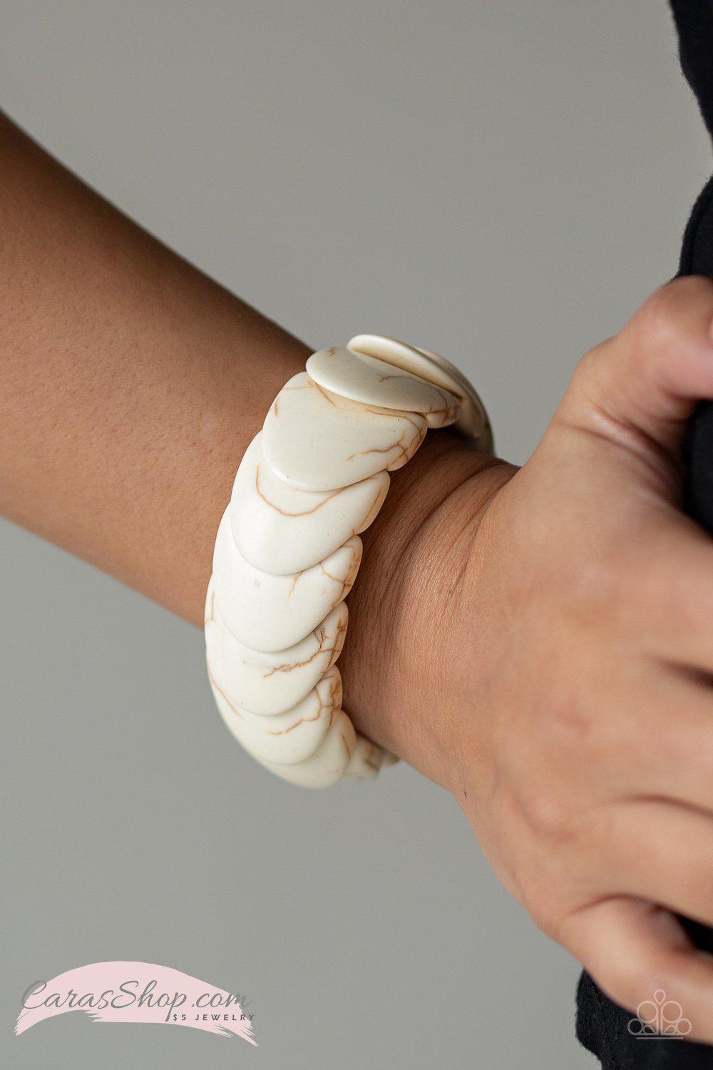 Nomadic Nature White Stone Stretch Bracelet - Paparazzi Accessories- lightbox - CarasShop.com - Paparazzi Jewelry by Cara Jewels