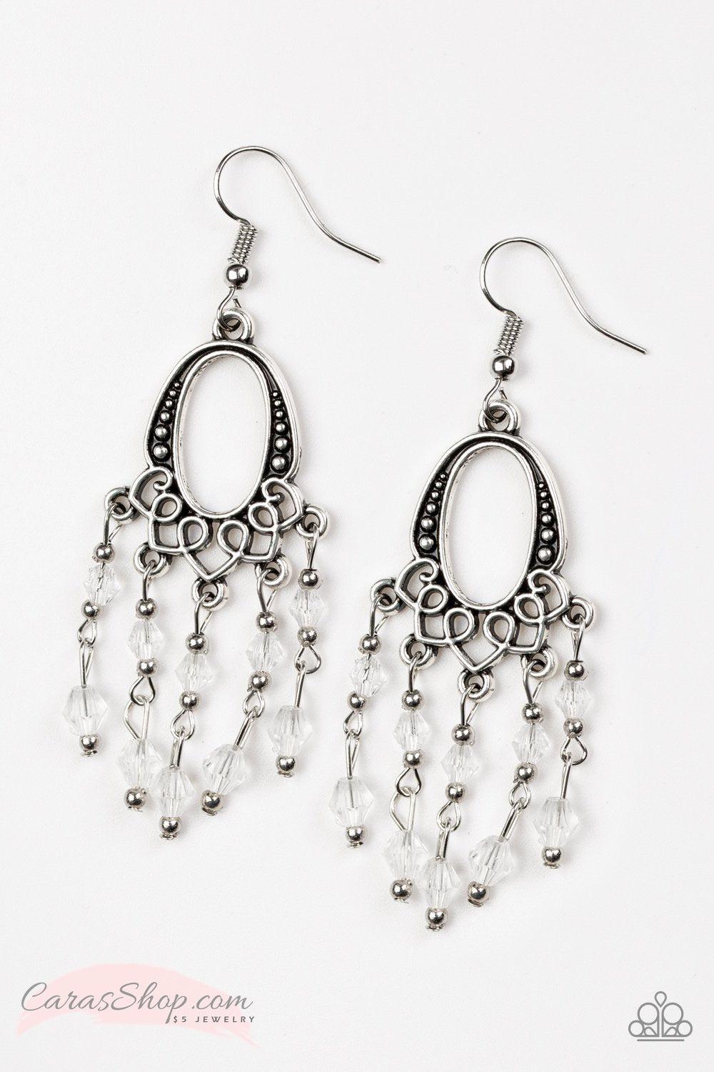 Not the Only Fish in the Sea - White Earrings - Paparazzi Accessories- lightbox - CarasShop.com - Paparazzi Jewelry by Cara Jewels
