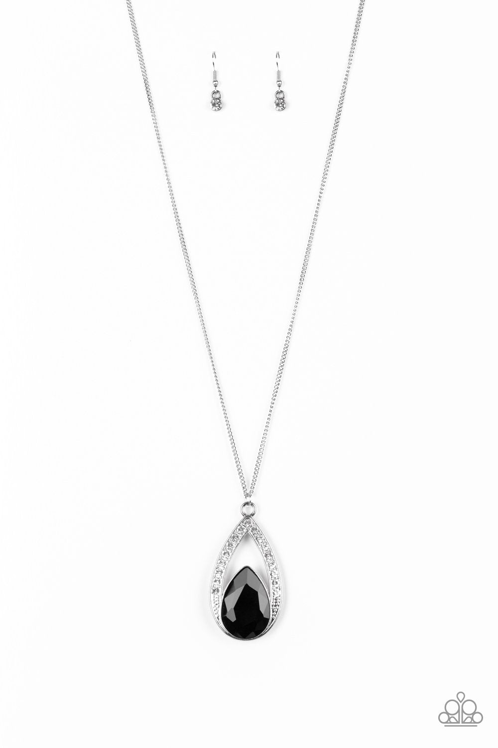 Notorious Noble Black Rhinestone Pendant Necklace - Paparazzi Accessories- lightbox - CarasShop.com - Paparazzi Jewelry by Cara Jewels
