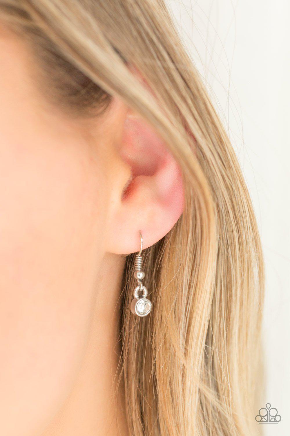 Notorious Noble Blue Rhinestone Pendant Necklace - Paparazzi Accessories- on model - CarasShop.com - Paparazzi Jewelry by Cara Jewels