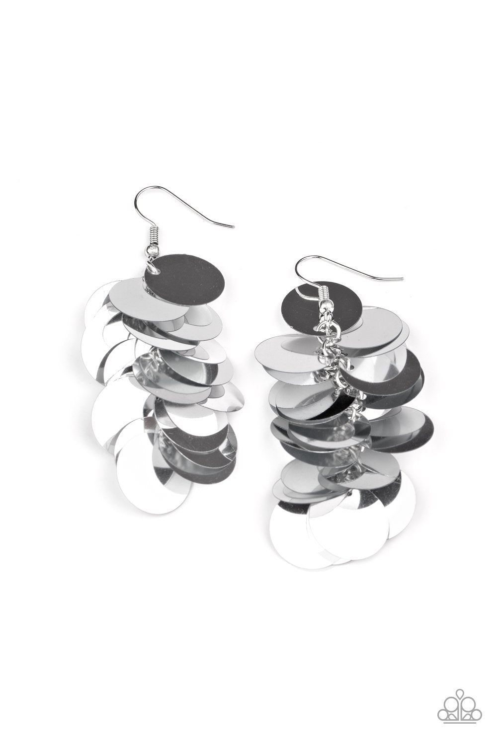 Now You SEQUIN It Silver Earrings - Paparazzi Accessories- lightbox - CarasShop.com - Paparazzi Jewelry by Cara Jewels