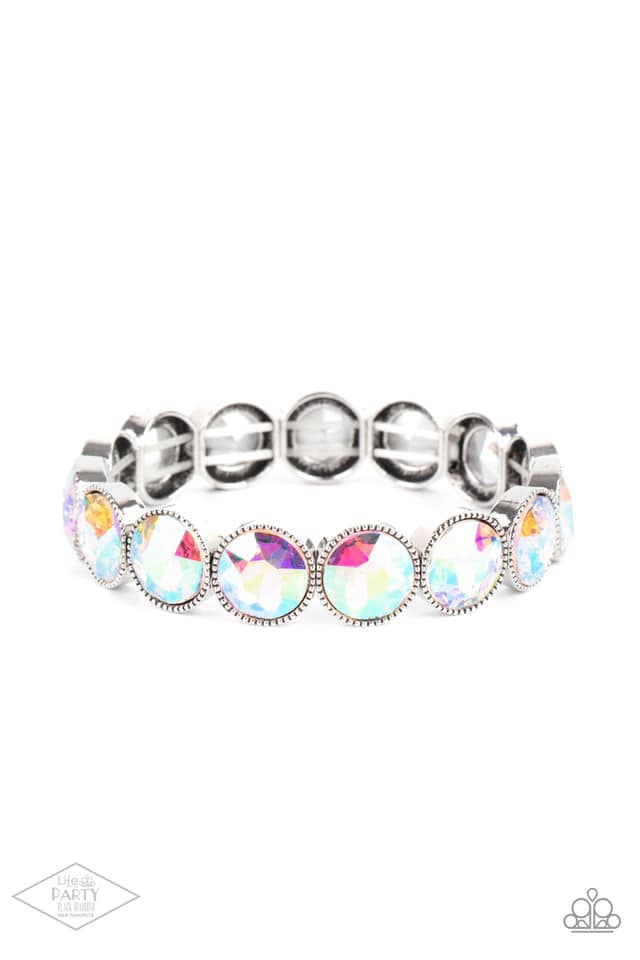 Number One Knockout Multi Iridescent Rhinestone Bracelet - Paparazzi Accessories- lightbox - CarasShop.com - Paparazzi Jewelry by Cara Jewels