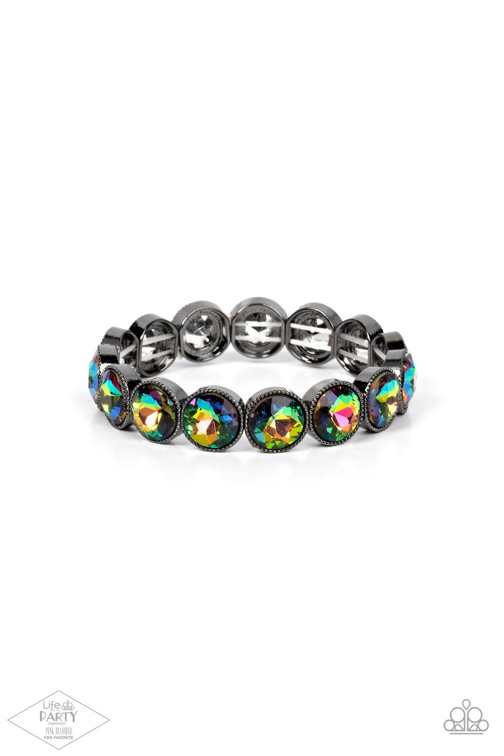 Number One Knockout Multi Oil Spill Rhinestone Bracelet - Paparazzi Accessories- lightbox - CarasShop.com - Paparazzi Jewelry by Cara Jewels
