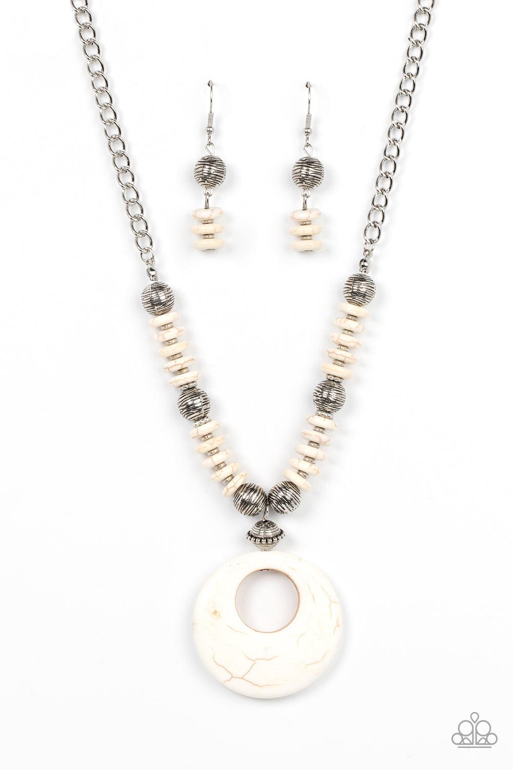 Oasis Goddess White Stone Necklace - Paparazzi Accessories- lightbox - CarasShop.com - Paparazzi Jewelry by Cara Jewels