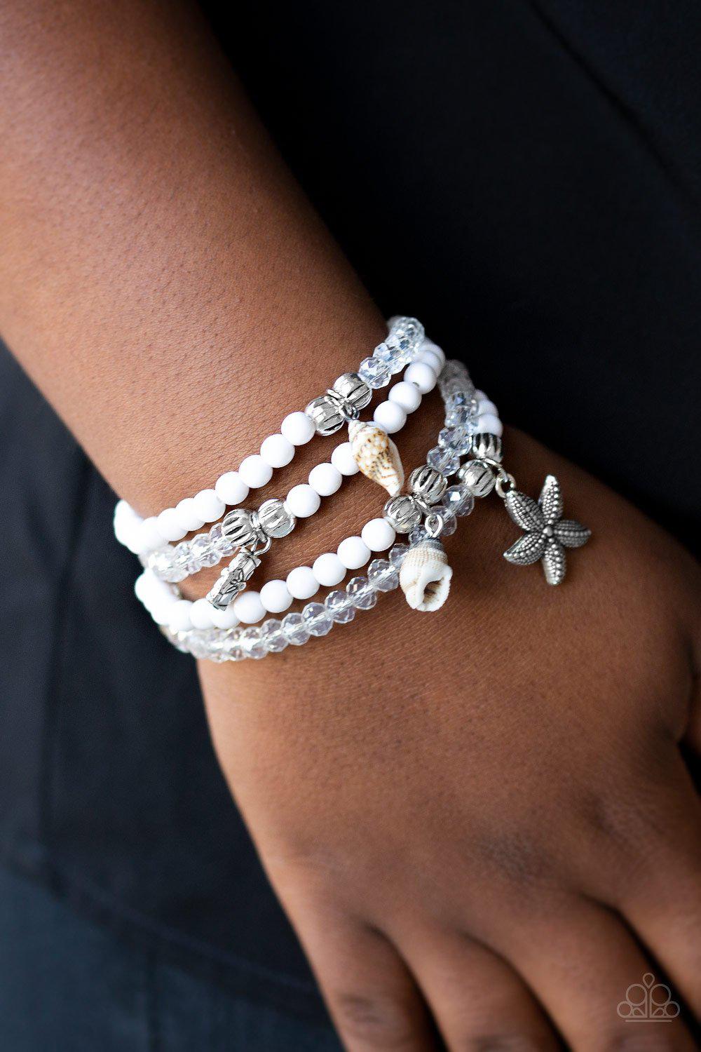 Ocean Breeze White Charm Bracelet Set - Paparazzi Accessories- lightbox - CarasShop.com - Paparazzi Jewelry by Cara Jewels