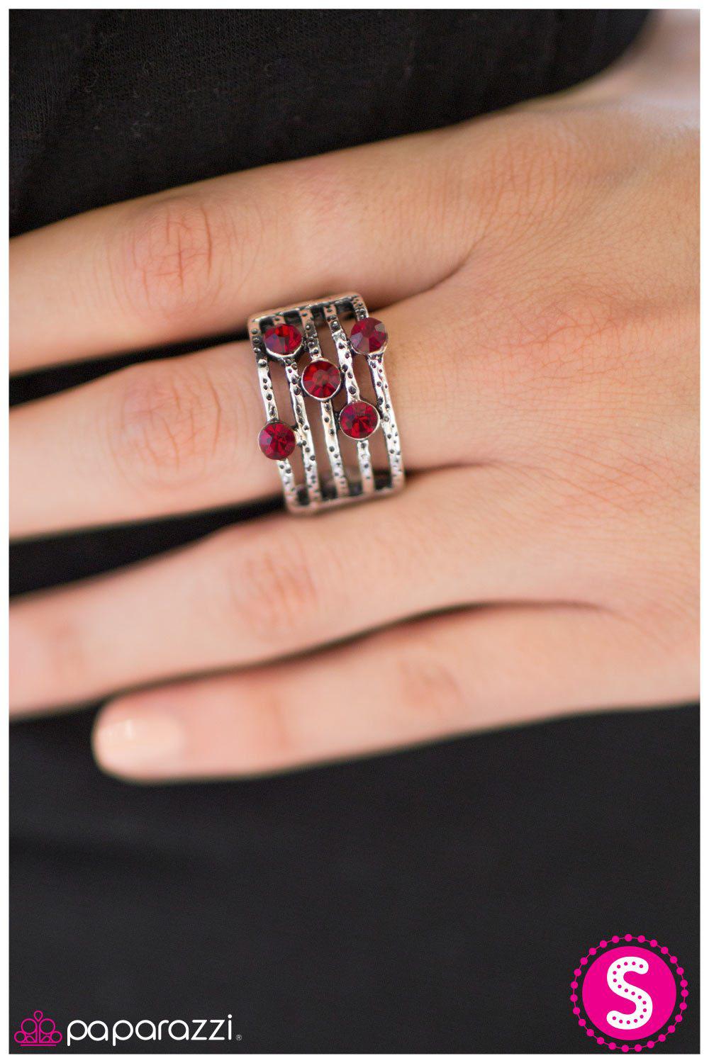 Offbeat Red Gem Ring - Paparazzi Accessories- lightbox - CarasShop.com - Paparazzi Jewelry by Cara Jewels