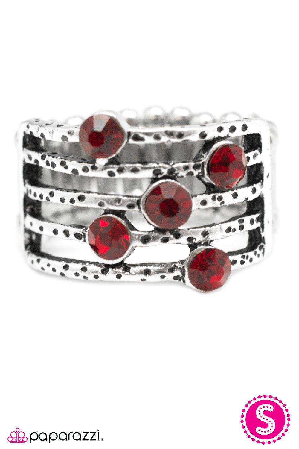 Offbeat Red Gem Ring - Paparazzi Accessories- on model - CarasShop.com - Paparazzi Jewelry by Cara Jewels