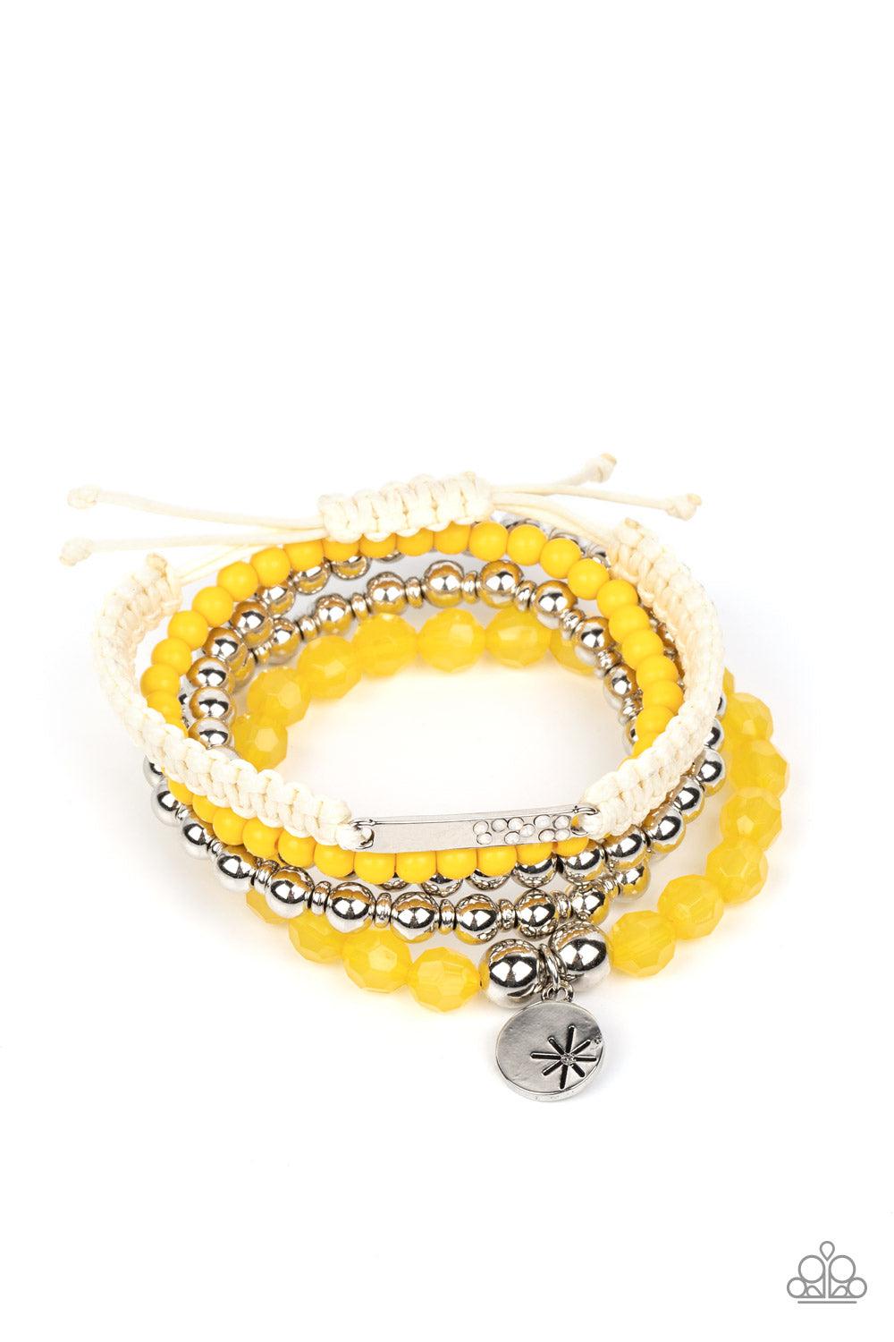 Offshore Outing Yellow & Silver Bracelet Set - Paparazzi Accessories- lightbox - CarasShop.com - Paparazzi Jewelry by Cara Jewels