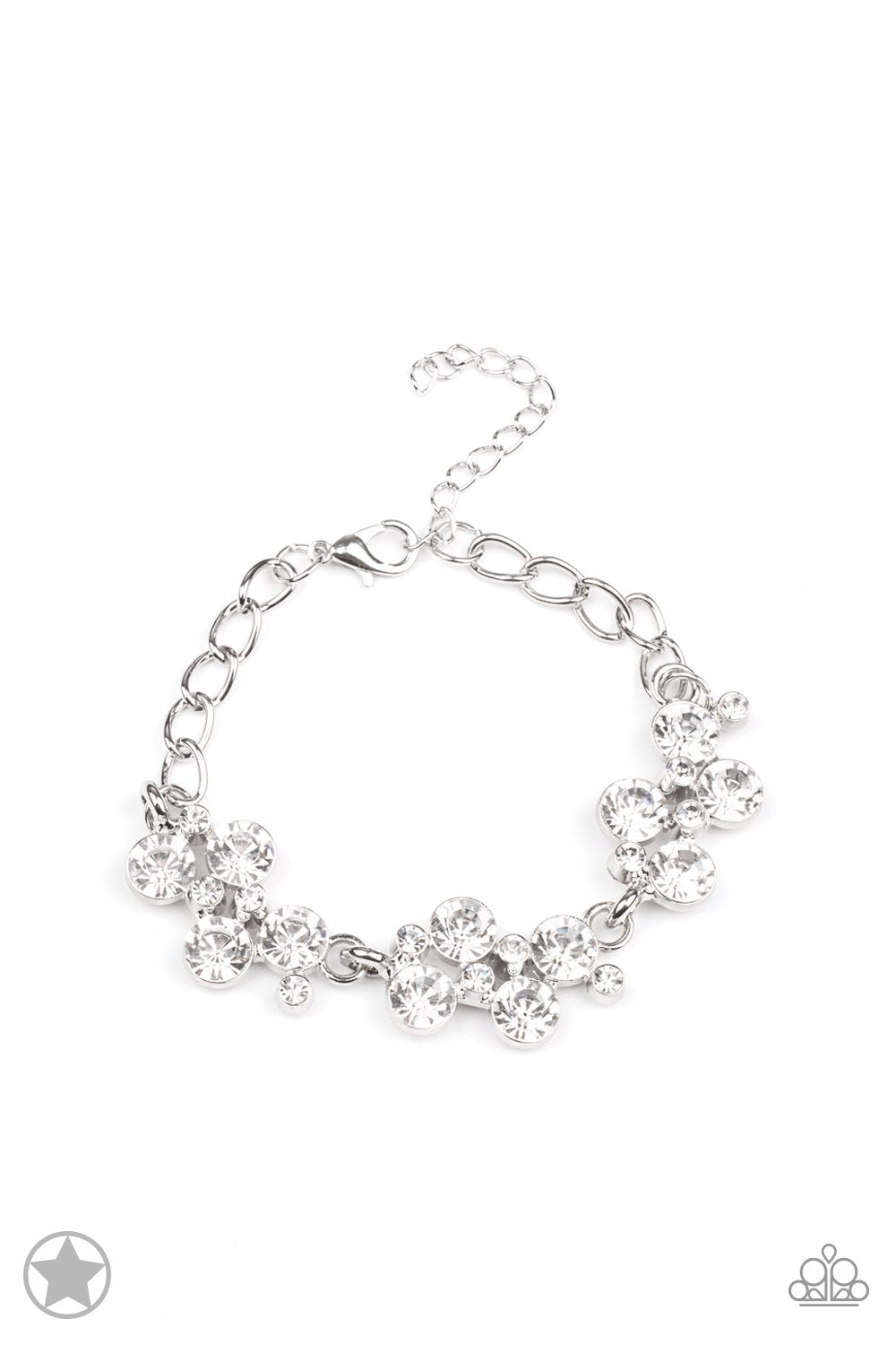 Old Hollywood White Rhinestone Bracelet - Paparazzi Accessories- lightbox - CarasShop.com - Paparazzi Jewelry by Cara Jewels