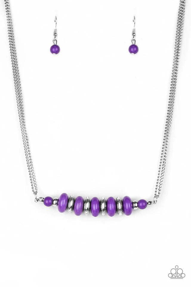 On Mountain Time Purple Stone Necklace - Paparazzi Accessories- lightbox - CarasShop.com - Paparazzi Jewelry by Cara Jewels