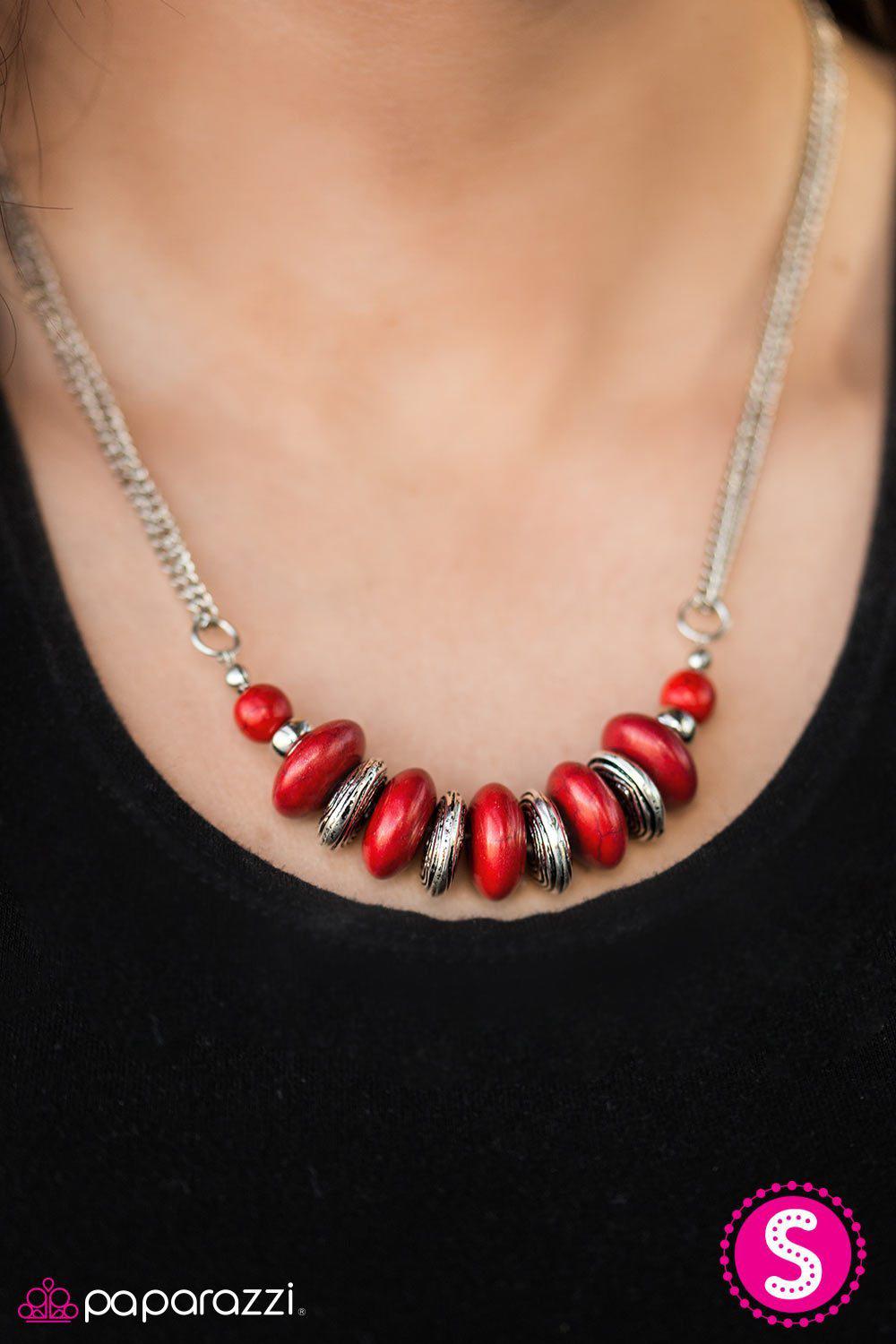 On Mountain Time Red Stone Necklace - Paparazzi Accessories- lightbox - CarasShop.com - Paparazzi Jewelry by Cara Jewels