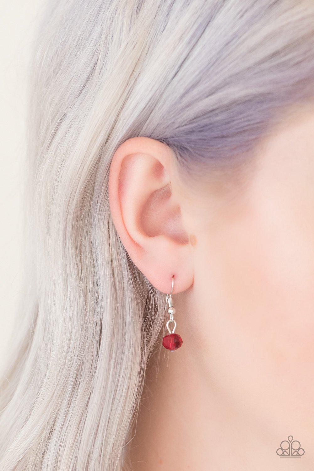 On The Front Shine Long Red and Silver Necklace - Paparazzi Accessories- on model - CarasShop.com - Paparazzi Jewelry by Cara Jewels