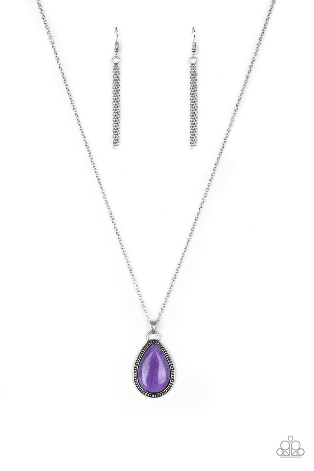 On The Home FRONTIER Purple Stone Teardrop Necklace - Paparazzi Accessories- lightbox - CarasShop.com - Paparazzi Jewelry by Cara Jewels
