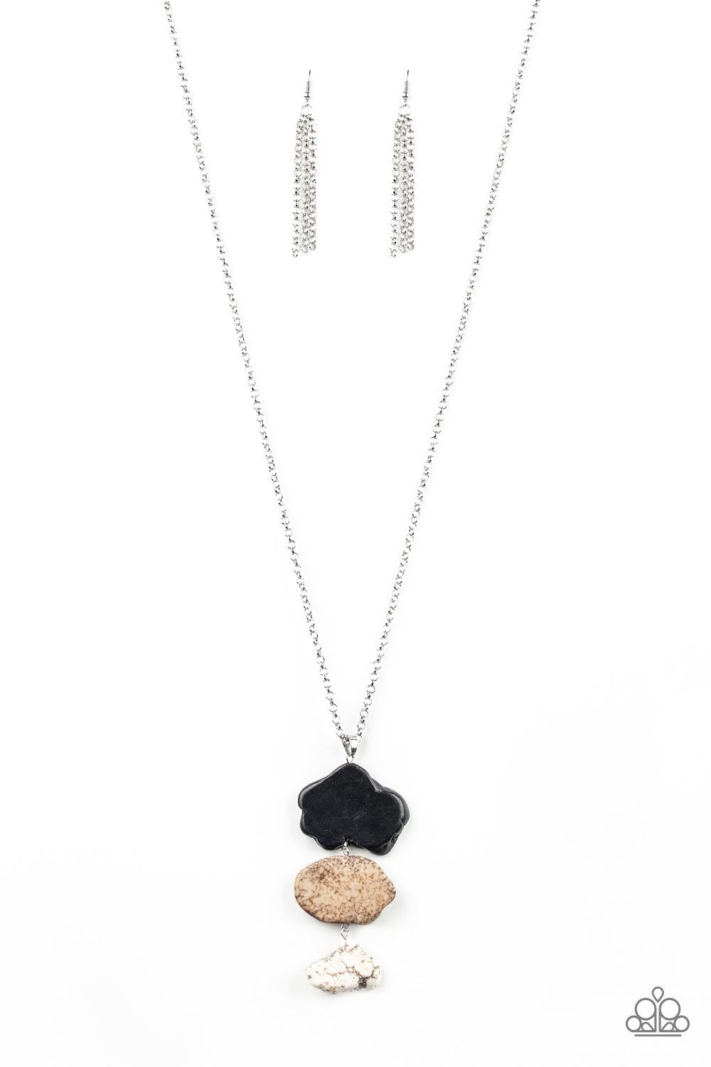 On The ROAM Again Multi Black, Brown and White Stone Necklace - Paparazzi Accessories- lightbox - CarasShop.com - Paparazzi Jewelry by Cara Jewels