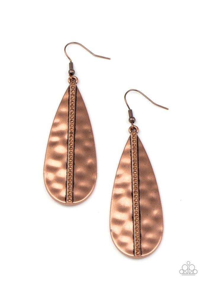 On The Up And UPSCALE Copper Earrings - Paparazzi Accessories- lightbox - CarasShop.com - Paparazzi Jewelry by Cara Jewels