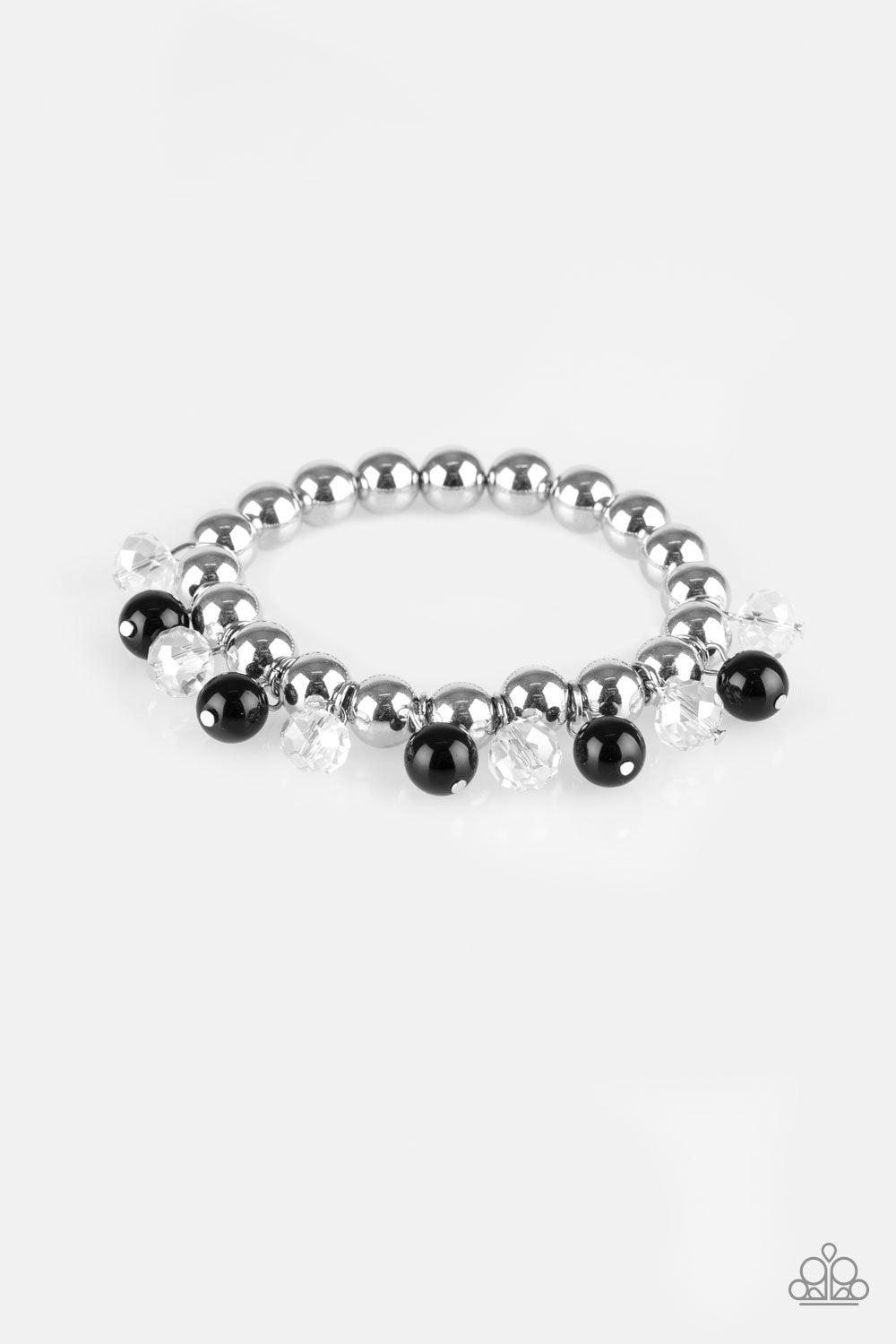 Once In A Millennium Silver and Black Bracelet - Paparazzi Accessories- on model - CarasShop.com - Paparazzi Jewelry by Cara Jewels